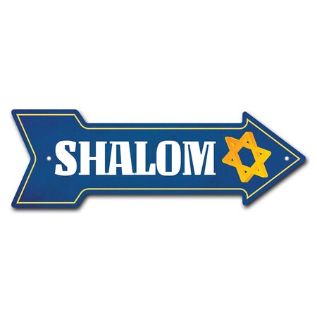 Signmission Shalom Arrow Sign Funny Home Decor 18in Wide P-ARROW-999617